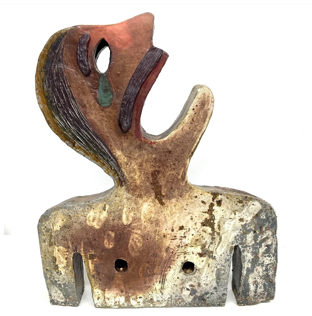 Cate White Anagama Wood Fired Ceramic Head #2 (Bluetear)